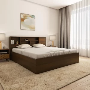 Mozart King Bed With Storage (Walnut)